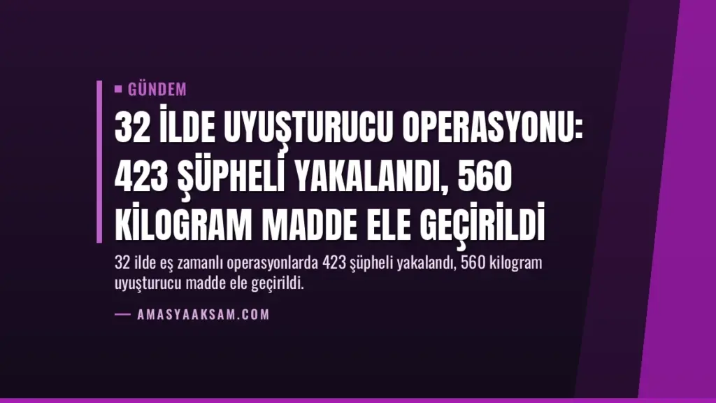 32 İlde Uyuşturucu Operasyonu: 423 Şüpheli Yakalandı, 560 Kilogram Madde Ele Geçirildi