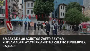 Amasya’da 30 Ağustos Zafer Bayramı Kutlamaları Atatürk Anıtı’na Çelenk Sunumuyla Başladı