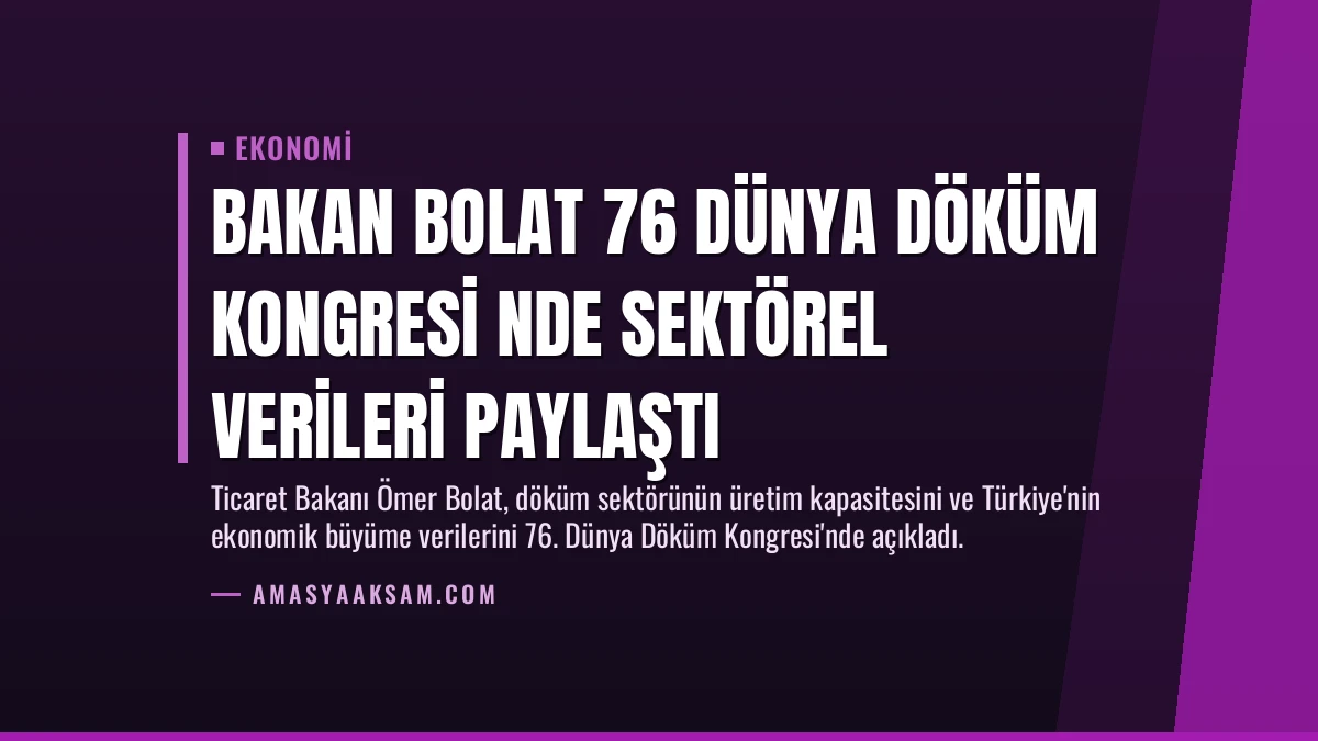 Bakan Bolat 76 Dünya Döküm Kongresi nde sektörel verileri paylaştı