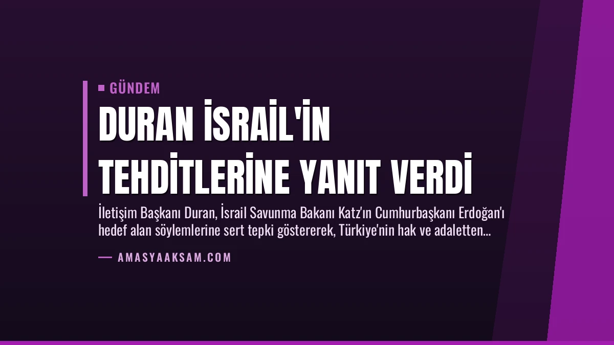Duran İsrail’in Tehditlerine Yanıt Verdi