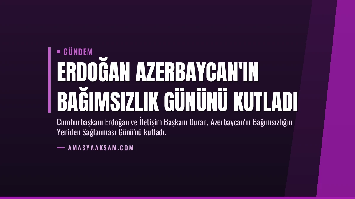 Erdoğan Azerbaycan’ın Bağımsızlık Gününü Kutladı