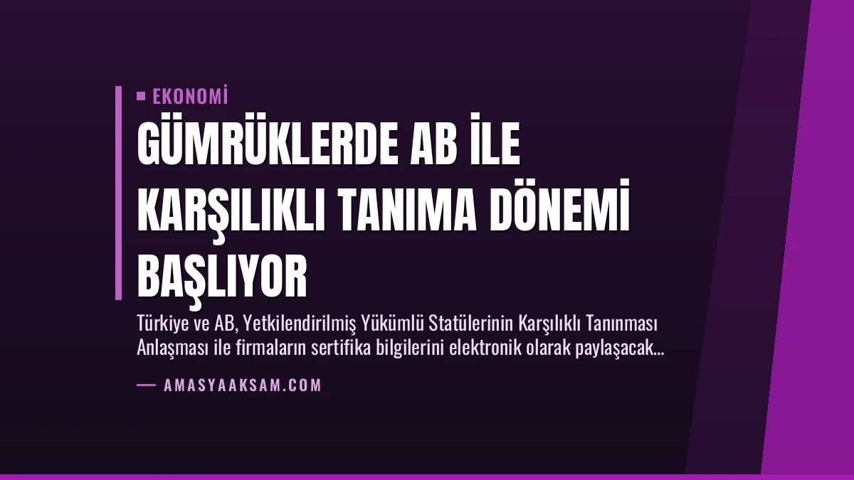 Gümrüklerde AB ile Karşılıklı Tanıma Dönemi Başlıyor