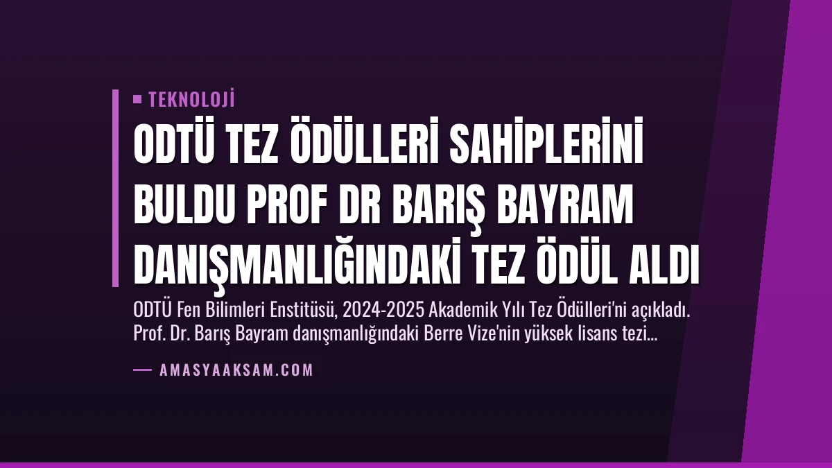 ODTÜ Tez Ödülleri Sahiplerini Buldu Prof Dr Barış Bayram Danışmanlığındaki Tez Ödül Aldı