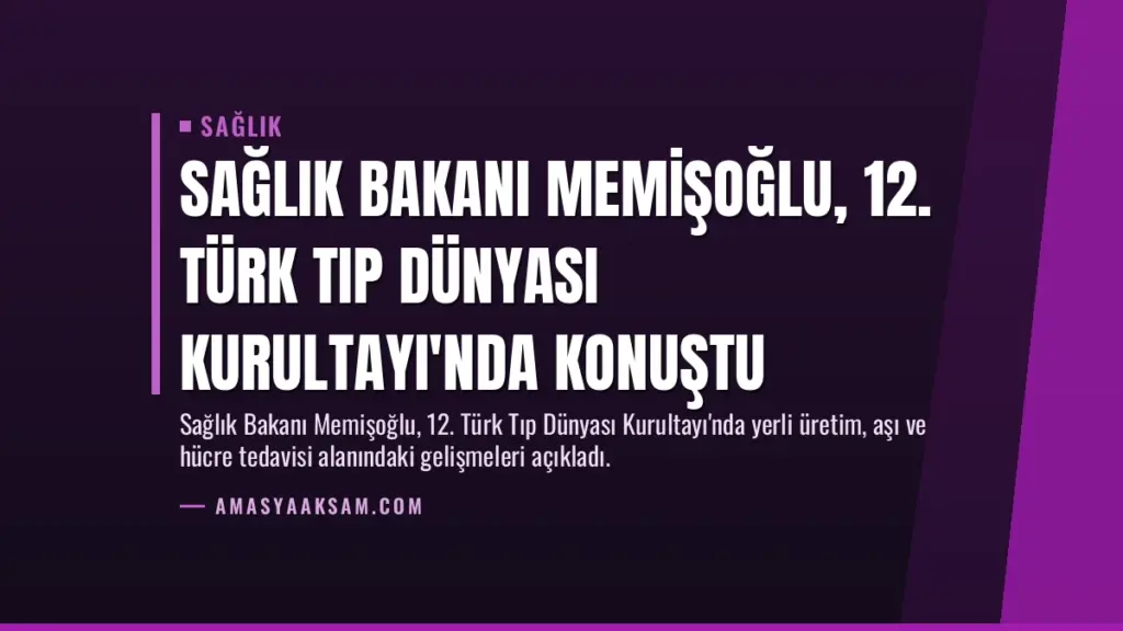 Sağlık Bakanı Memişoğlu, 12. Türk Tıp Dünyası Kurultayı'nda Konuştu