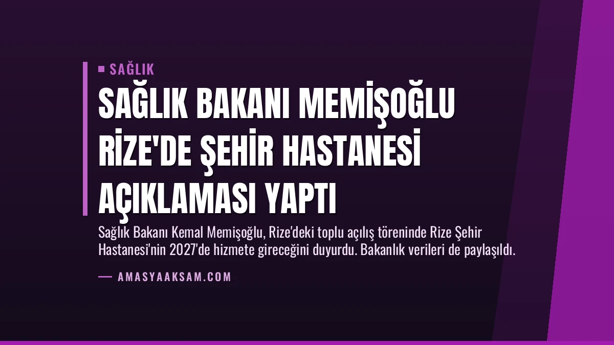 Sağlık Bakanı Memişoğlu Rize’de Şehir Hastanesi Açıklaması Yaptı