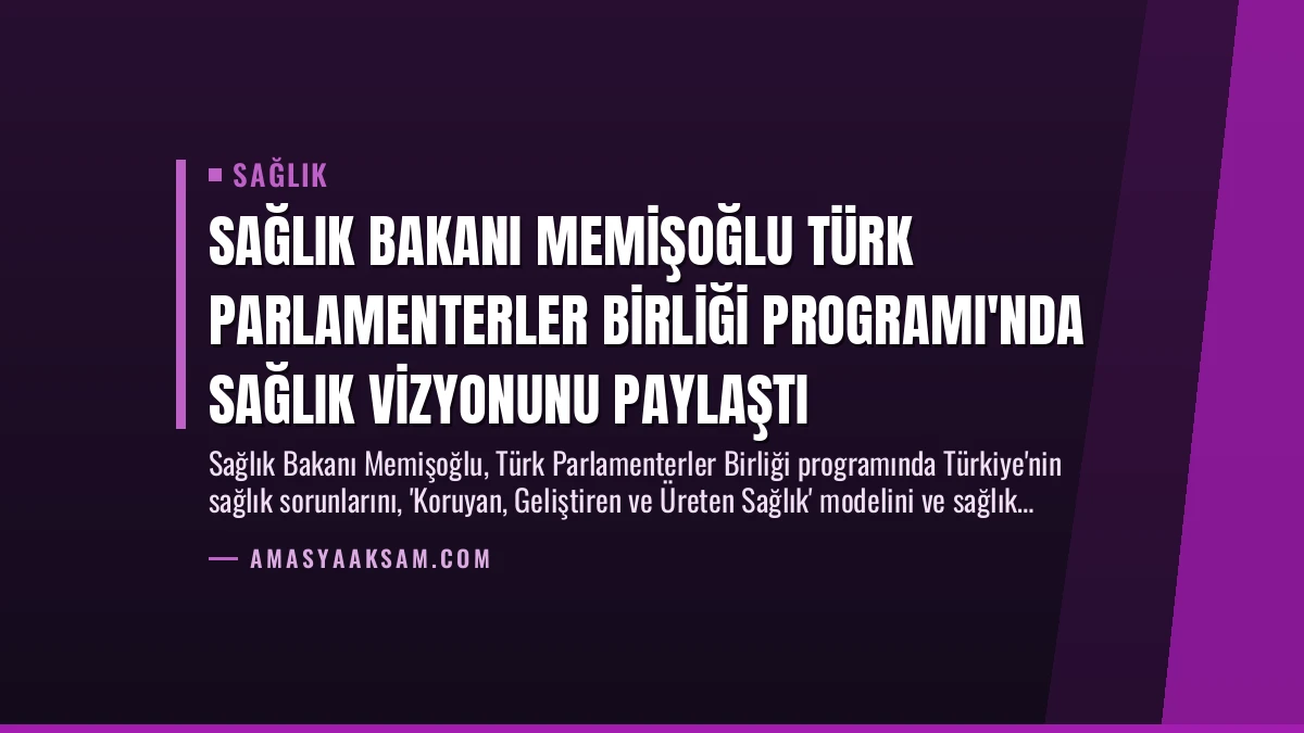 Sağlık Bakanı Memişoğlu Türk Parlamenterler Birliği Programı’nda Sağlık Vizyonunu Paylaştı