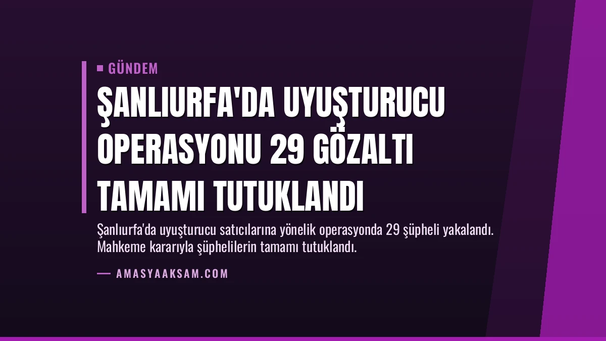 Şanlıurfa’da Uyuşturucu Operasyonu 29 Gözaltı Tamamı Tutuklandı