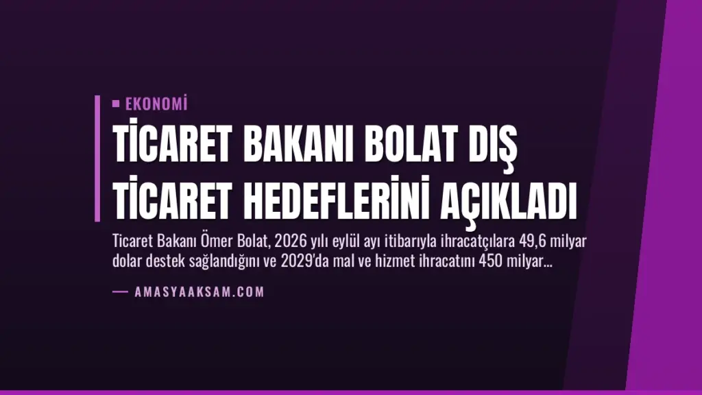 Ticaret Bakanı Bolat Dış Ticaret Hedeflerini Açıkladı