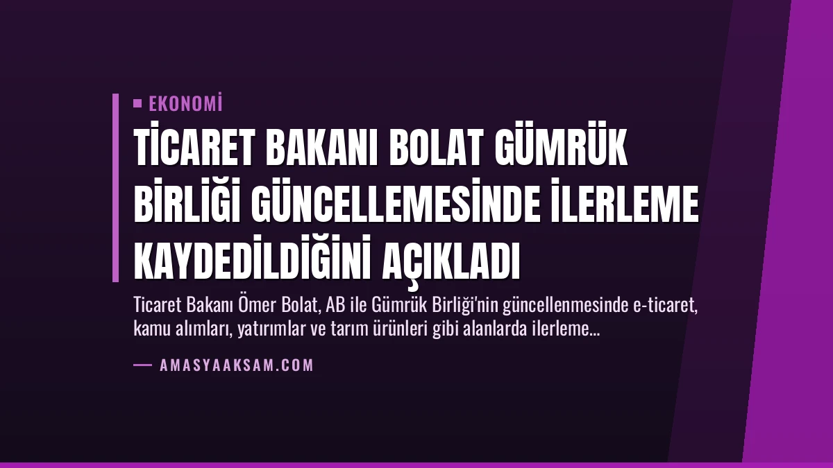 Ticaret Bakanı Bolat Gümrük Birliği Güncellemesinde İlerleme Kaydedildiğini Açıkladı