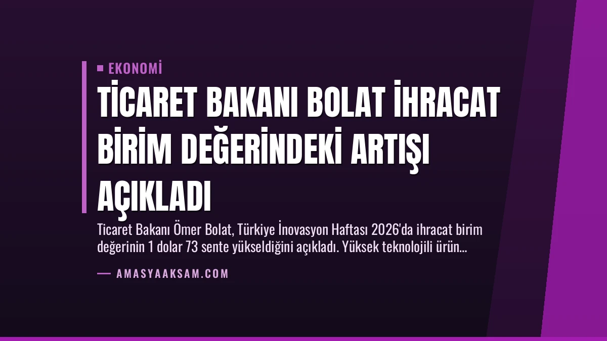 Ticaret Bakanı Bolat İhracat Birim Değerindeki Artışı Açıkladı
