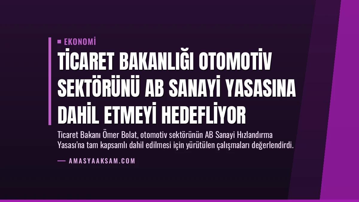 Ticaret Bakanlığı Otomotiv Sektörünü AB Sanayi Yasasına Dahil Etmeyi Hedefliyor